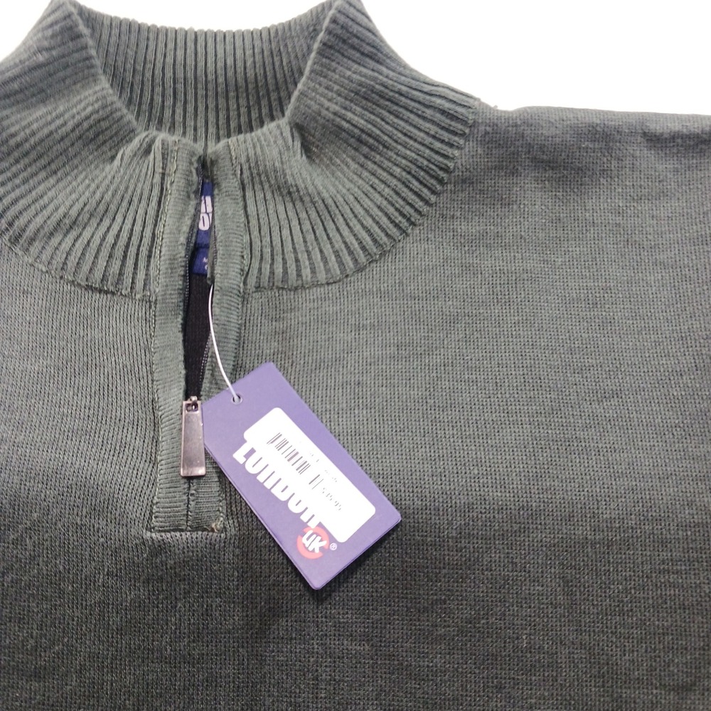 Billy London Mens Olive Green Quarter Zip Sweater Mock Neck BL1801-40 NEW - Picture 2 of 9